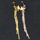Zircon Titanium Stainless Steel Tassel Earrings
