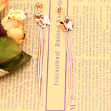Zircon Titanium Stainless Steel Tassel Earrings