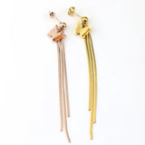 Zircon Titanium Stainless Steel Tassel Earrings