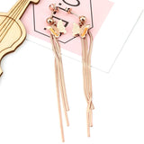 Zircon Titanium Stainless Steel Tassel Earrings
