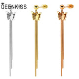 Zircon Titanium Stainless Steel Tassel Earrings