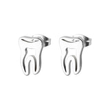 Men's Punk Tooth Titanium Stainless Steel Stud Earrings, Gift