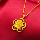 Fine Jewelry Flower 24KT Pendant Necklaces