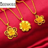 Fine Jewelry Flower 24KT Pendant Necklaces