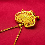 24KT Pendant Necklace Child Baby Birthday Wedding Gift Safety Lock