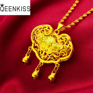 24KT Pendant Necklace Child Baby Birthday Wedding Gift Safety Lock