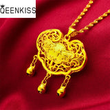 24KT Pendant Necklace Child Baby Birthday Wedding Gift Safety Lock