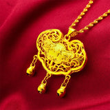 24KT Pendant Necklace Child Baby Birthday Wedding Gift Safety Lock