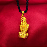 Solid PIXIU 24KT Pendant Rope Necklace Gift