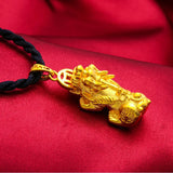 Solid PIXIU 24KT Pendant Rope Necklace Gift