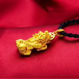 Solid PIXIU 24KT Pendant Rope Necklace Gift