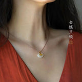 Vintage RUYI Lock Jade 24KT Necklace
