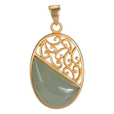 Vintage Oval Jade 24KT Necklace Fine Jewelry Bride Mother Birthday Wedding Gift