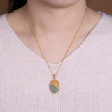 Vintage Oval Jade 24KT Necklace Fine Jewelry Bride Mother Birthday Wedding Gift
