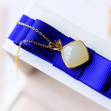 Vintage Square Jade 24KT Necklace for Women - Fine Jewelry Gift