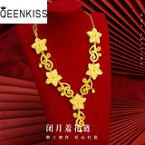 NC5336 Flower Leaves 24KT Necklace for Bride, Anniversary, Party Gift