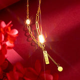 Fine Jewelry Woman Party Gift LUCK 24KT Necklace
