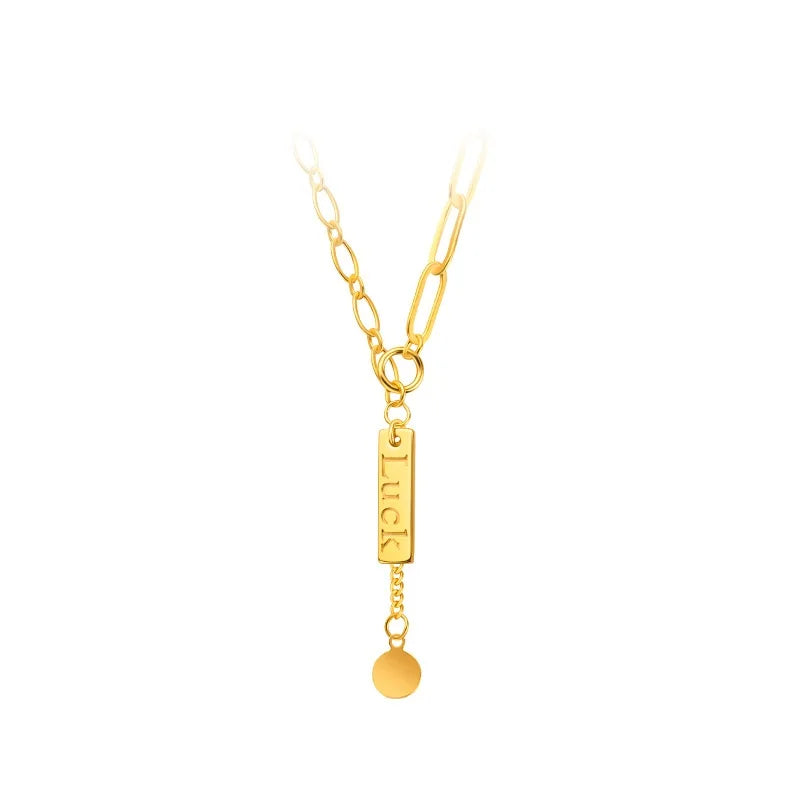 Fine Jewelry Woman Party Gift LUCK 24KT Necklace