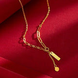 Fine Jewelry Woman Party Gift LUCK 24KT Necklace