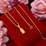 Vintage PIXIU 24KT Pendant Necklaces for Women Girls Mother