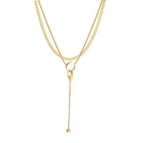NC710 18KT Double Ring Tassel Pendant Necklace