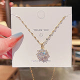 NC738 Flower AAA Zircon Stainless Steel Necklace