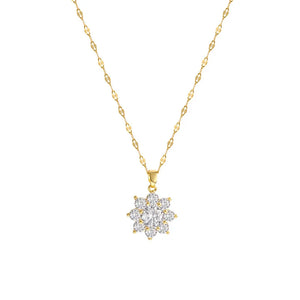 NC738 Flower AAA Zircon Stainless Steel Necklace