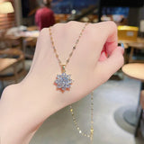NC738 Flower AAA Zircon Stainless Steel Necklace