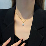 NC738 Flower AAA Zircon Stainless Steel Necklace