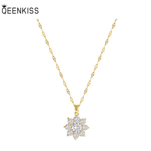 NC738 Flower AAA Zircon Stainless Steel Necklace