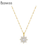 NC738 Flower AAA Zircon Stainless Steel Necklace