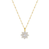 NC738 Flower AAA Zircon Stainless Steel Necklace