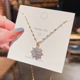 NC738 Flower AAA Zircon Stainless Steel Necklace