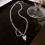 NC739 Heart Stitching Pendant Necklace