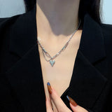 NC739 Heart Stitching Pendant Necklace