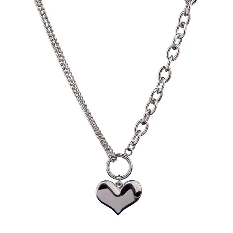 NC809 Heart Titanium Steel Pendant Necklace