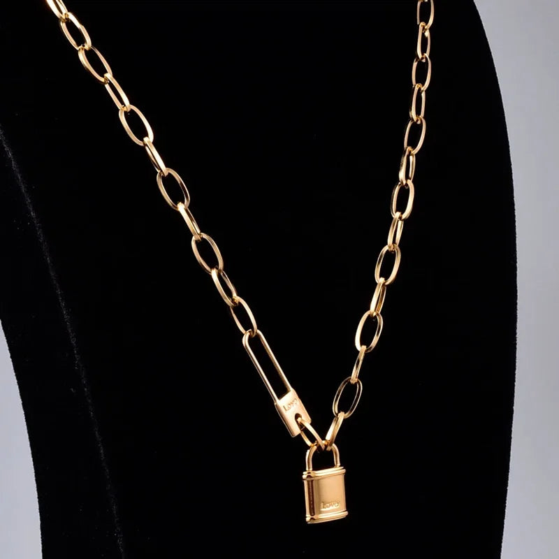 Lock Stainless Steel Necklace Waterproof