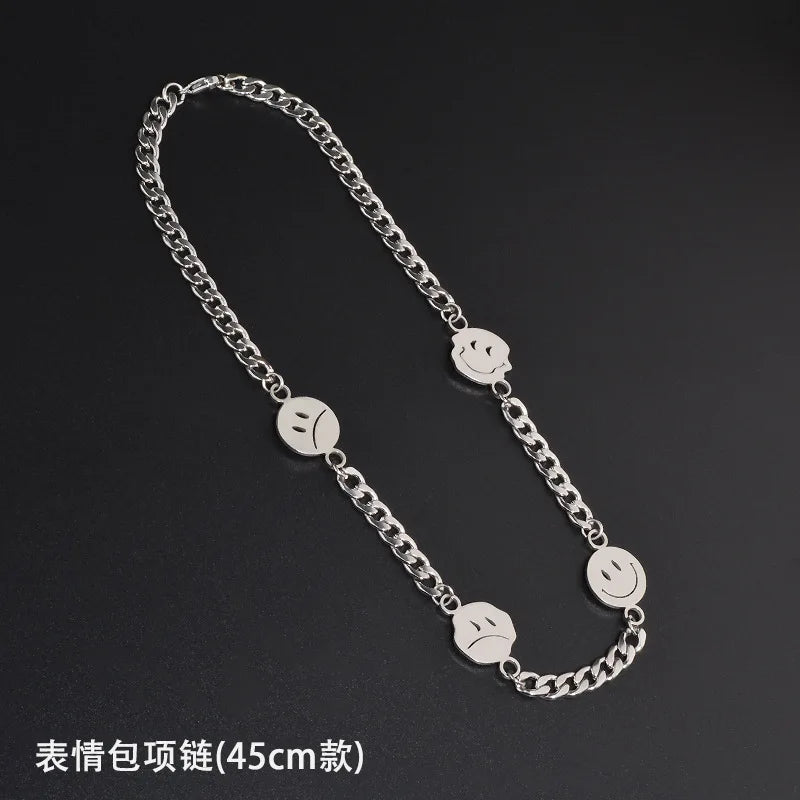 NC854 Titanium Steel Necklace Gift Smile Cry Length
