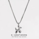 Balloon Dog Pendant Titanium Steel Necklace