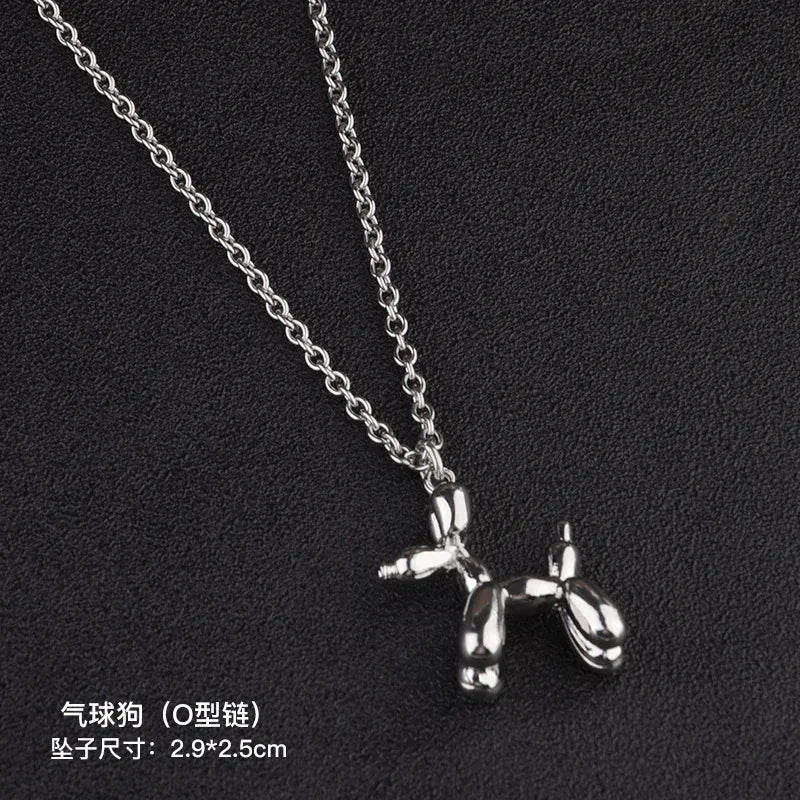 Balloon Dog Pendant Titanium Steel Necklace