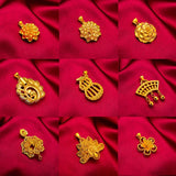 Flower Heart Calabash 24KT Pendant Charm