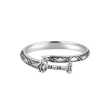 RG6712 Retro Round Sword 925 Silver Open Ring