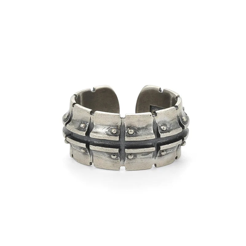 925 Sterling Silver Open Ring - Locomotive Track Design