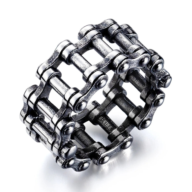 925 Sterling Silver Open Ring Men's Retro Chain Gift