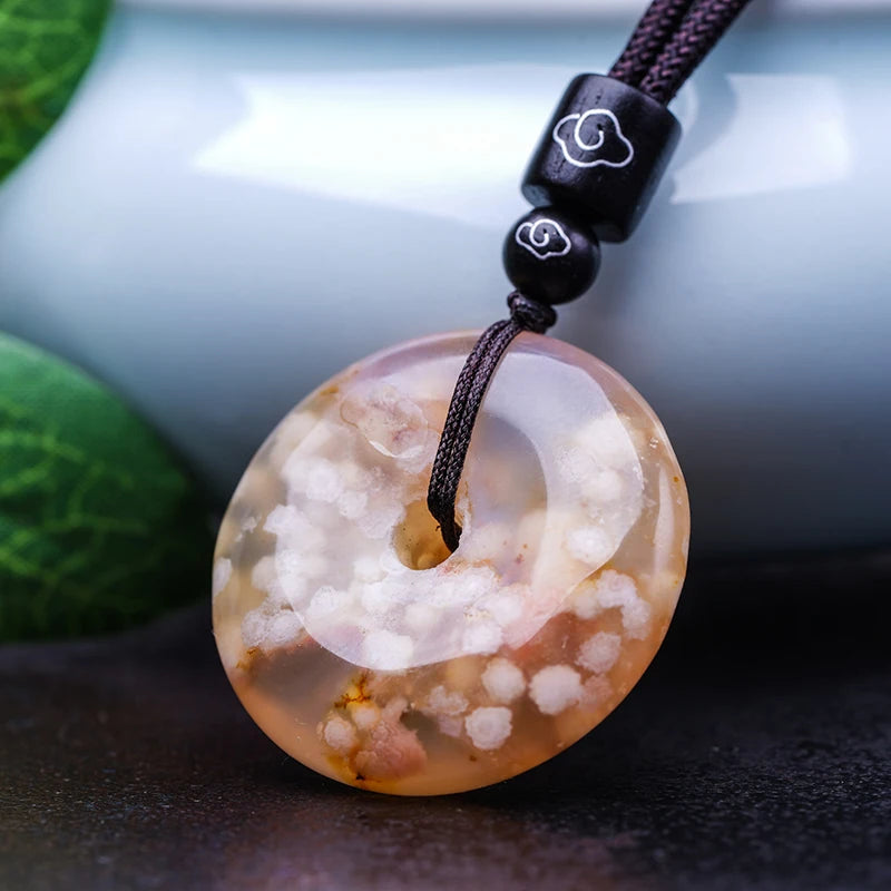 925 Silver Chalcedony Necklace Pendant Lucky Blessing