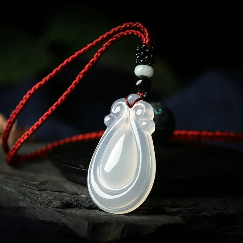 Agate Chalcedony Pendant with Chain Jade Jewelry