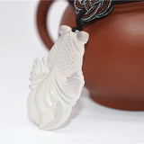 Chalcedony Fish Jade Necklace Pendant Hand Carved Lucky Blessing Pendant