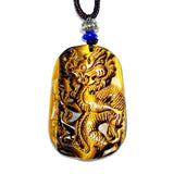 Dragon Necklace Pendant Tiger Eye Stone Jade Pendant Gem Jewelry