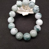 Burma Jadeite Beaded Bracelet Lucky Men Women Beads 14mm