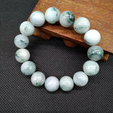 Burma Jadeite Beaded Bracelet Lucky Men Women Beads 14mm